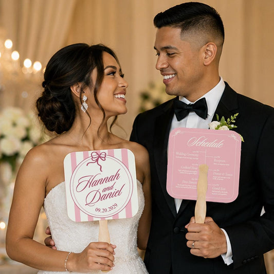Personalized Pink Wedding Fans