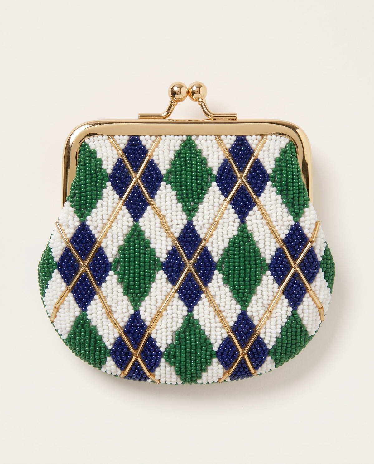 Custom Beaded Golf Coin Purse, Personalized Argyle Kiss Lock Pouch, Hand Beaded Golf Flag Wallet, Ladies Golf Tee Gift