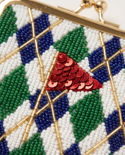 Custom Beaded Golf Coin Purse, Personalized Argyle Kiss Lock Pouch, Hand Beaded Golf Flag Wallet, Ladies Golf Tee Gift