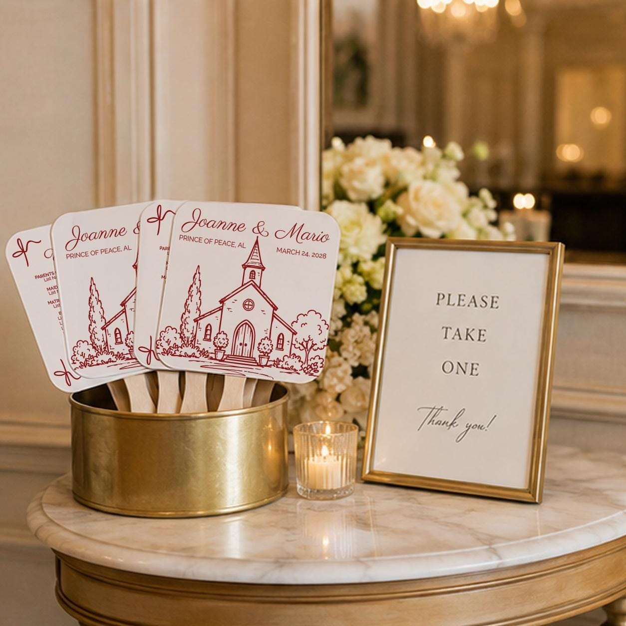 Minimalist Bridal Ceremony Fans