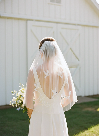Personalized Beaded Dove Bridal Veil
