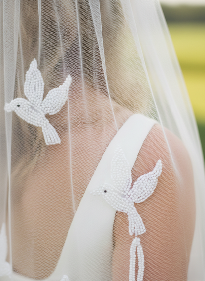 Personalized Beaded Dove Bridal Veil