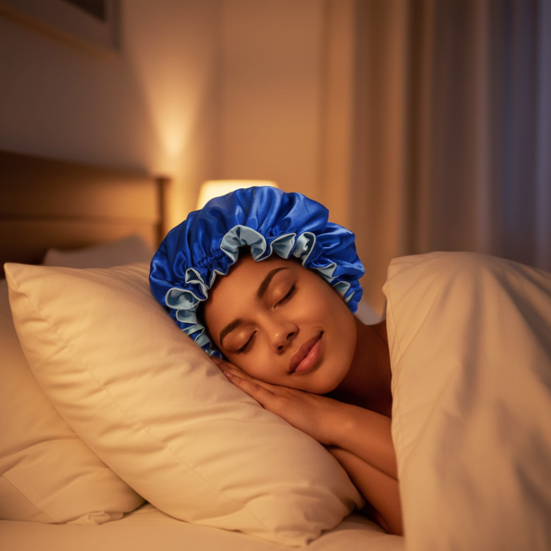 Royal Blue Satin Bonnet