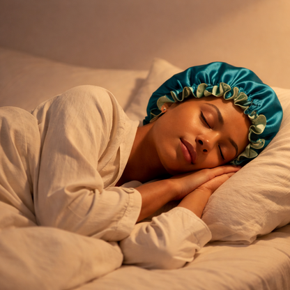 Teal Satin Bonnet