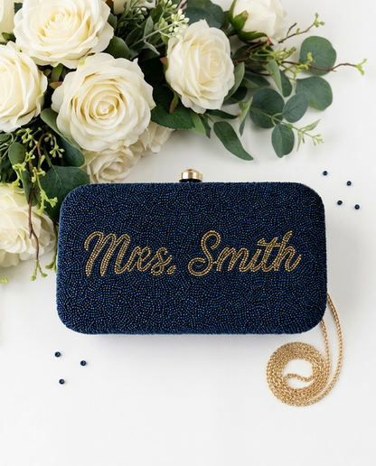 Beaded Bridal Box Clutch