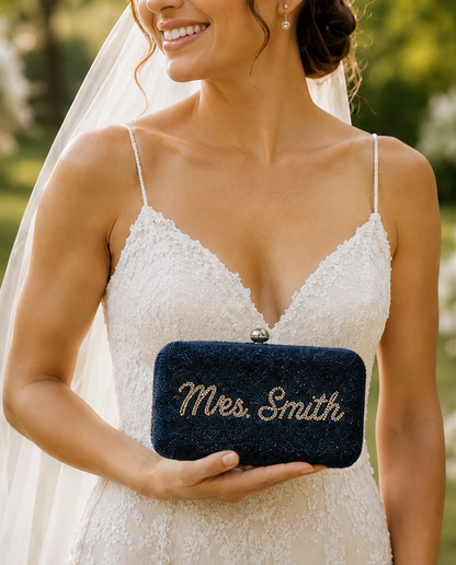 Beaded Bridal Box Clutch
