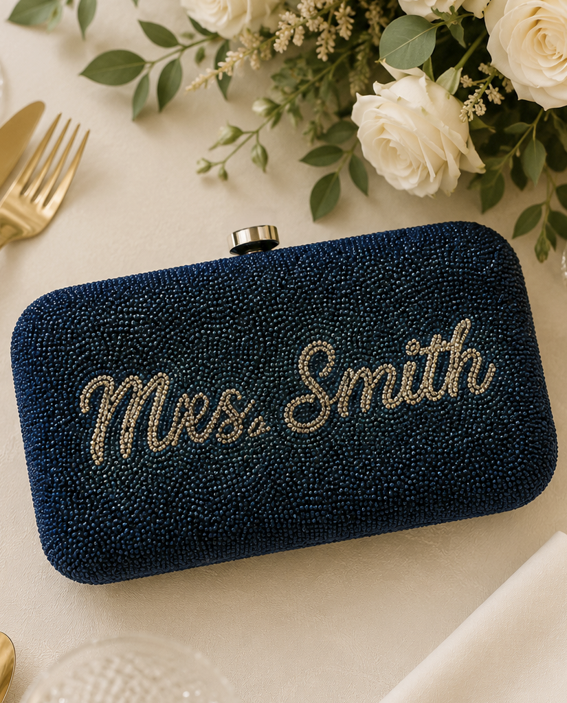 Beaded Bridal Box Clutch