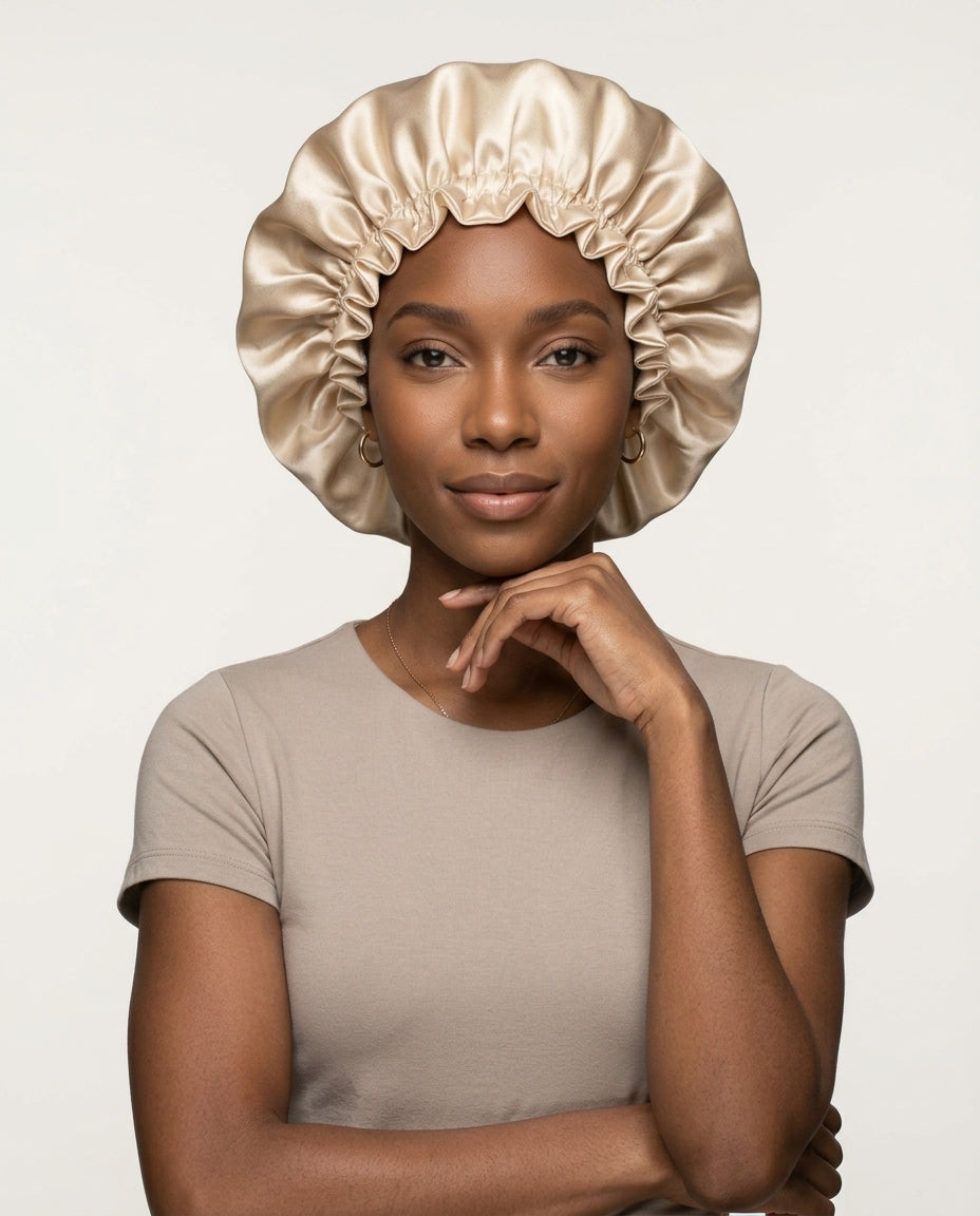 Champagne satin bonnet