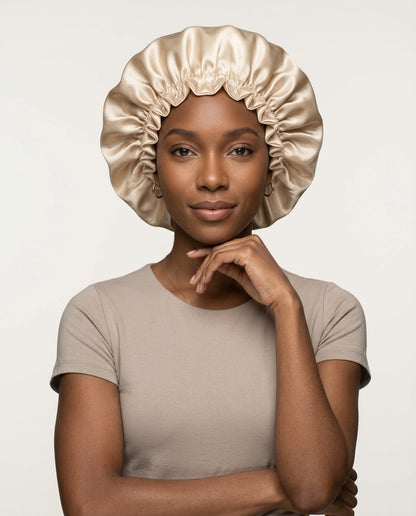 Champagne satin bonnet