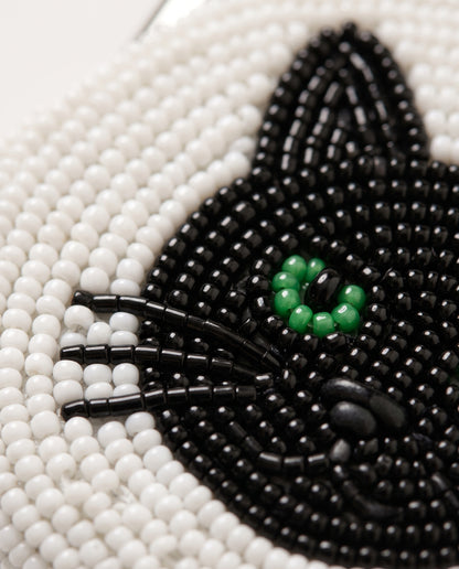 Personalized Pet Portrait Beaded Coin Purse with Name, Custom Cat Face Pouch Kiss Lock Wallet, Hand Beaded Pet Lover Gift