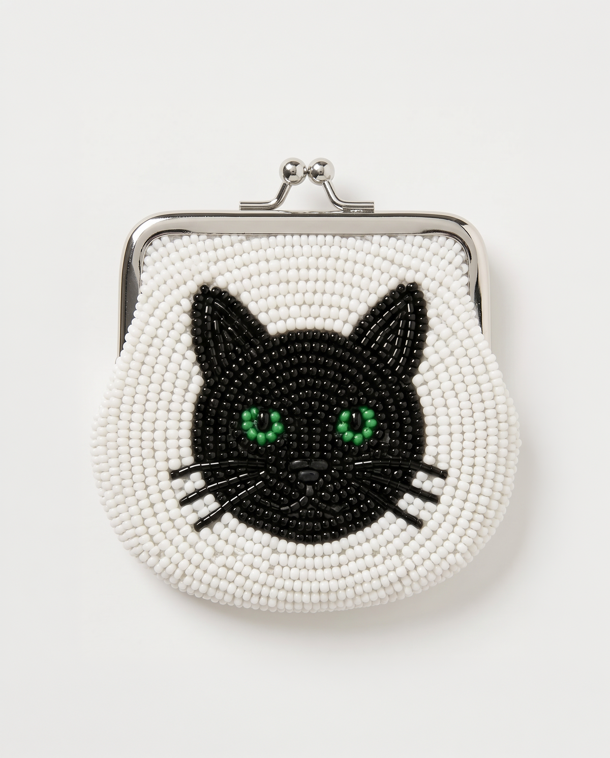 Personalized Pet Portrait Beaded Coin Purse with Name, Custom Cat Face Pouch Kiss Lock Wallet, Hand Beaded Pet Lover Gift