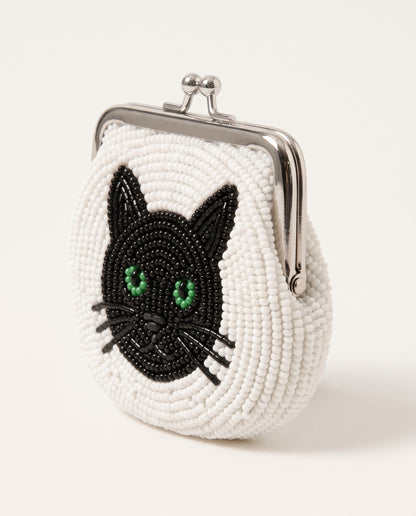 Personalized Pet Portrait Beaded Coin Purse with Name, Custom Cat Face Pouch Kiss Lock Wallet, Hand Beaded Pet Lover Gift