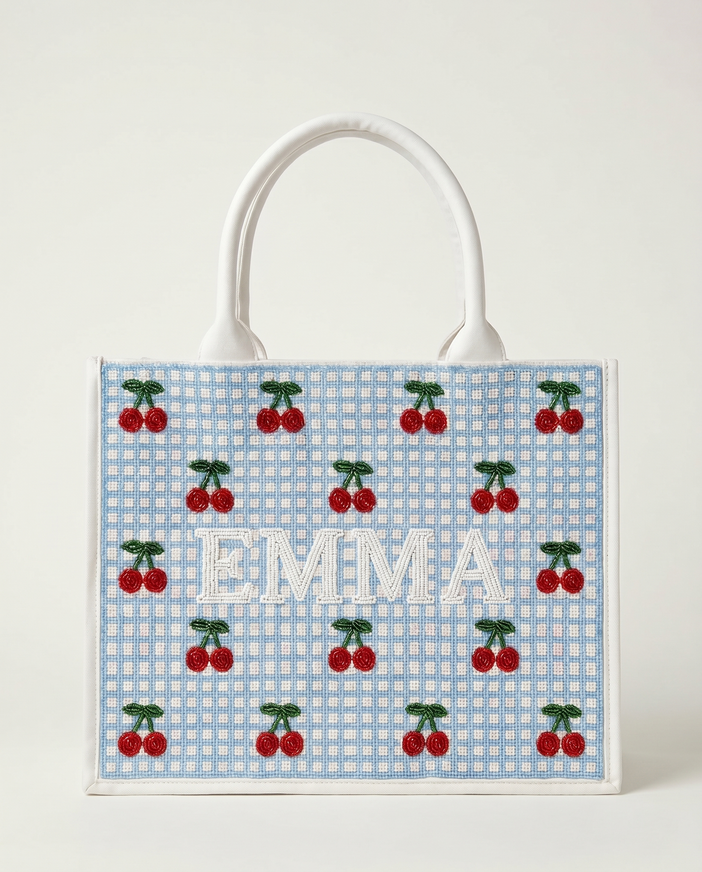 Cherry Blue Stripe Tote Bag