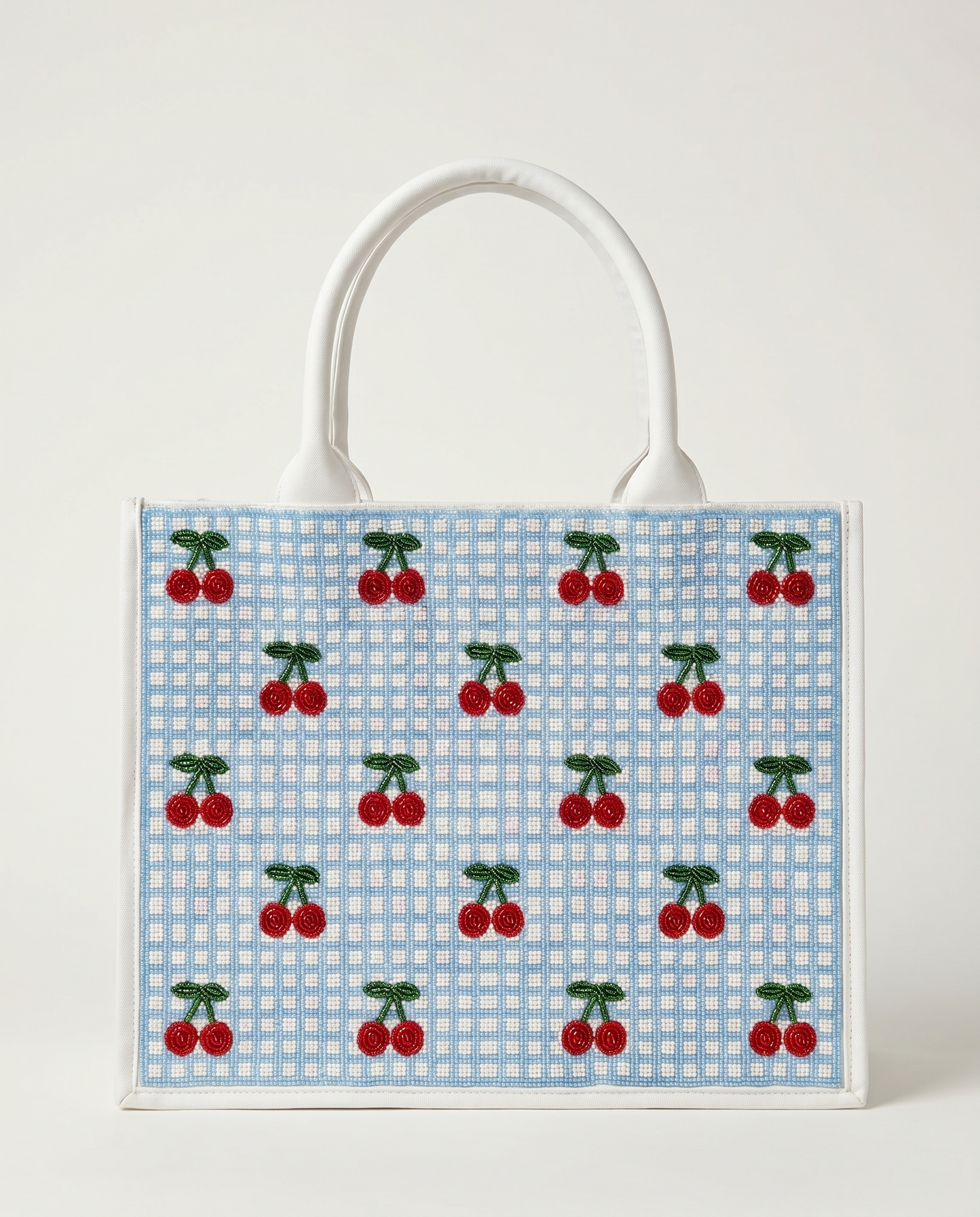 Cherry Blue Stripe Tote Bag