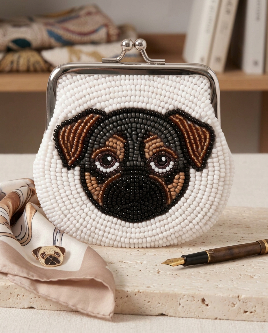 Personalized Pet Portrait Beaded Coin Purse with Name, Custom Cat Face Pouch Kiss Lock Wallet, Hand Beaded Pet Lover Gift