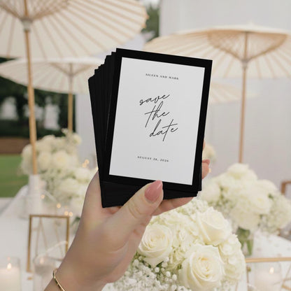 Minimalist Wedding Magnet Favor With Black Border