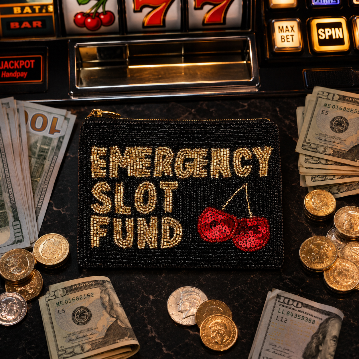 Emergency Slot Fund Beaded Coin Purse