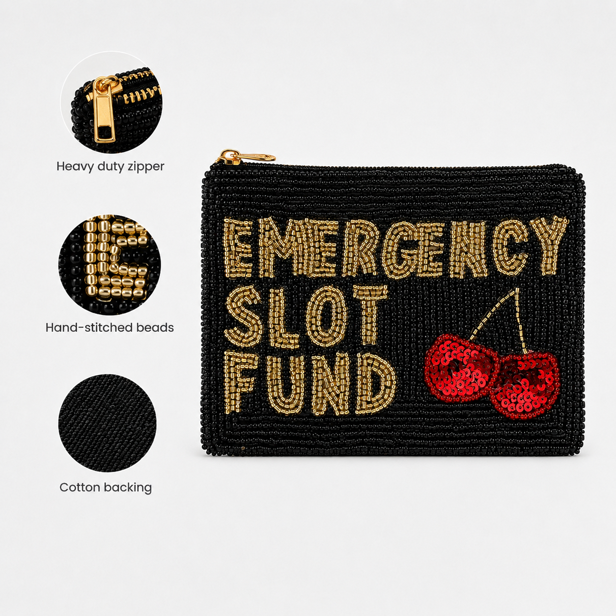 Emergency Slot Fund Beaded Coin Purse