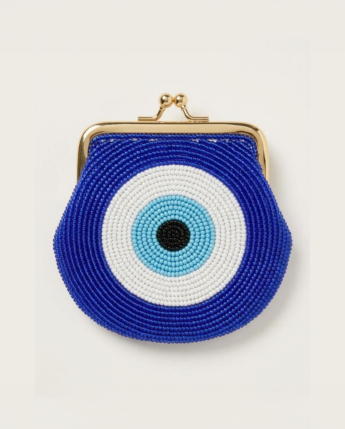 Beaded Evil Eye Coin Purse with Monogram, Handmade Kiss Lock Pouch, Personalized Glass Seed Bead Mini Wallet, Custom Trinket Purse