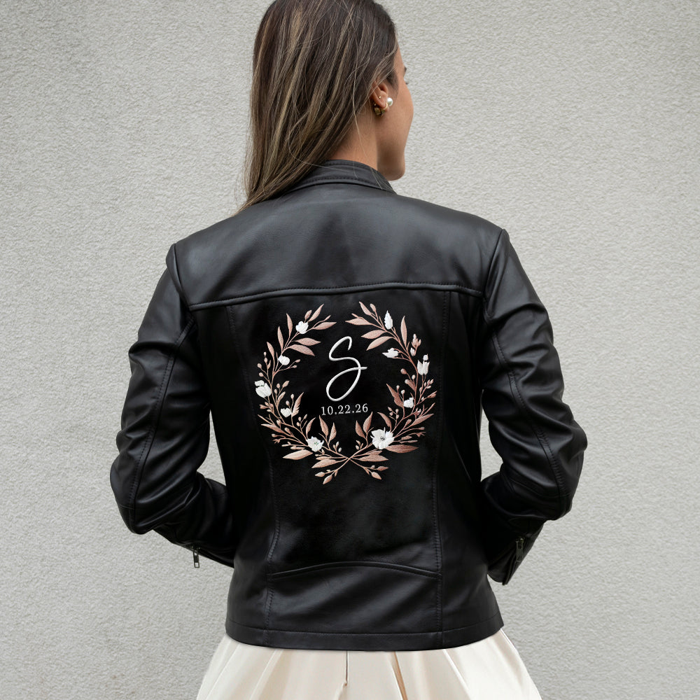 Embroidered Initial Leather Jackets