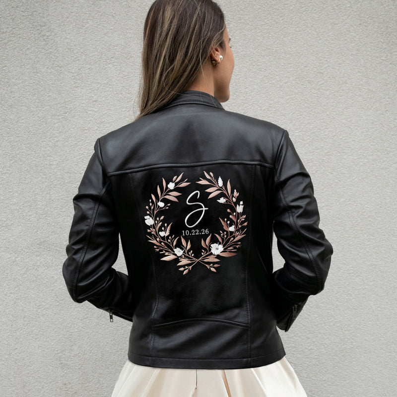 Embroidered Initial Leather Jackets
