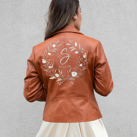 Embroidered Initial Leather Jackets