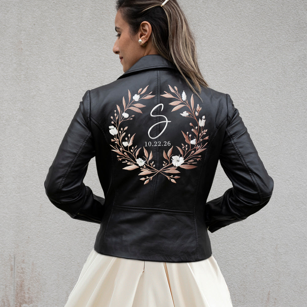 Embroidered Initial Leather Jackets