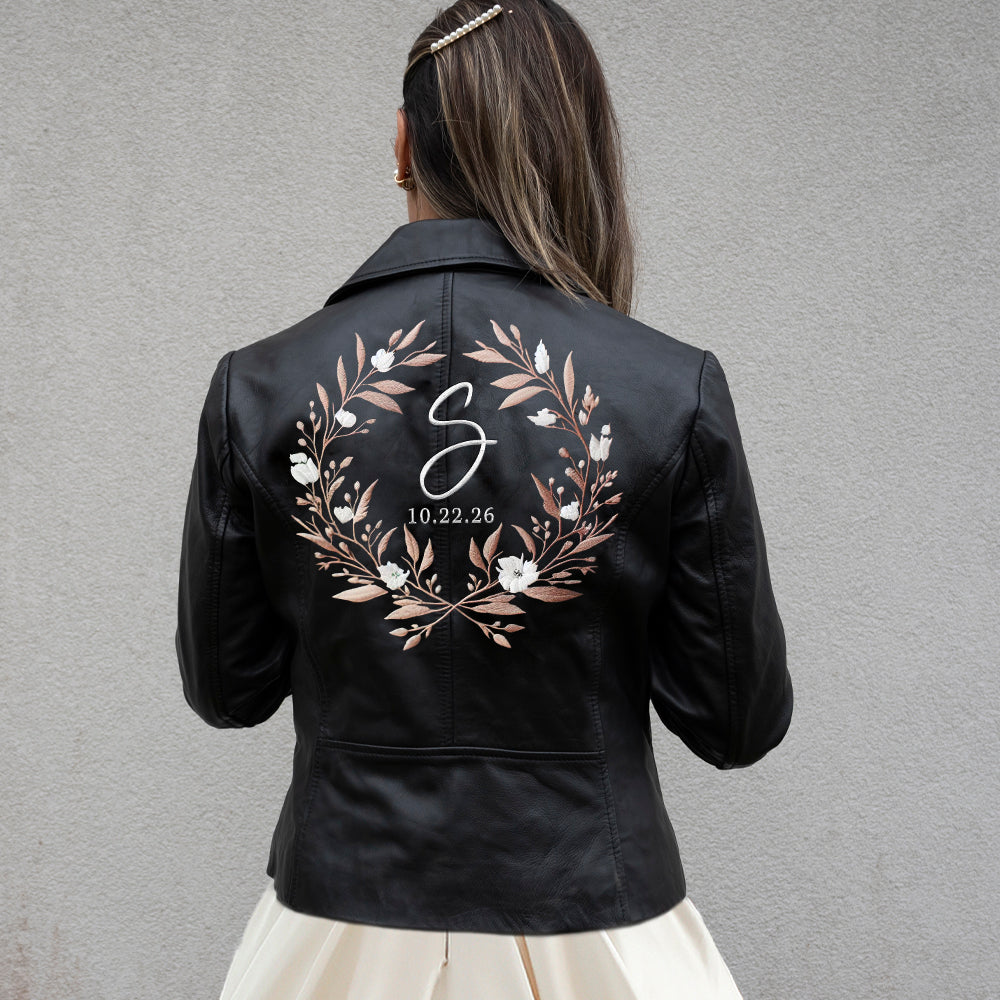 Embroidered Initial Leather Jackets