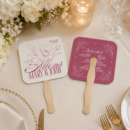 Personalized Floral Wedding Fans