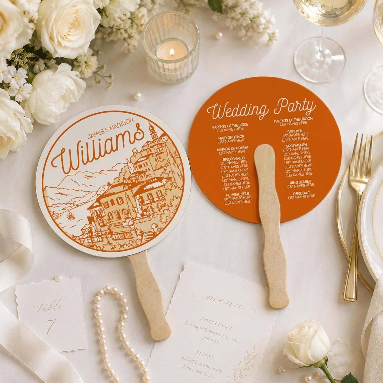 Elegant Coastal Ceremony Fans