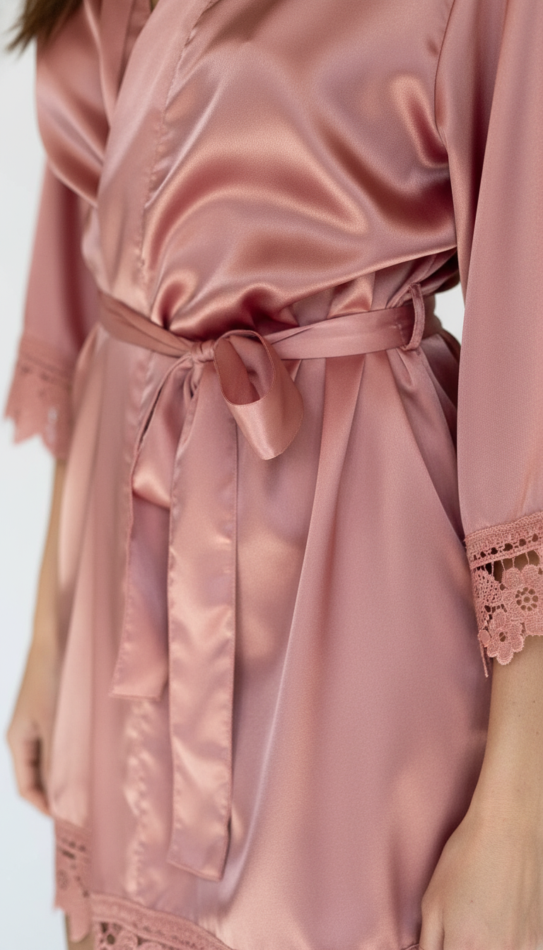 Dusty Rose Bridesmaid Satin Lace Robes on Sale Now Adult L/XL