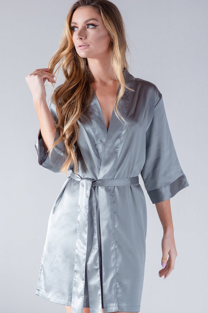 Charcoal personalized satin bridesmaid robe