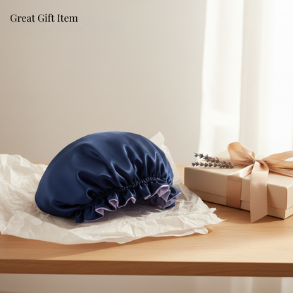 Navy Satin Bonnet