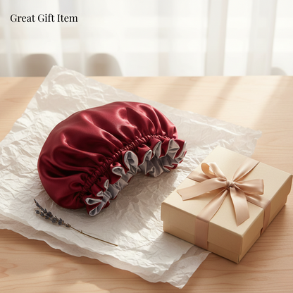Burgundy Satin Bonnet