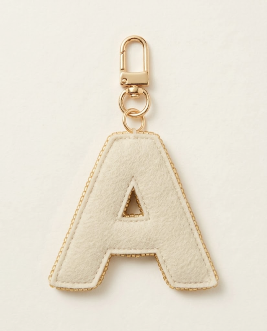 Personalized Beaded Initial Bag Charm with Pearl Drop, Custom Monogram Letter Keychain Purse Clip, Hand Beaded Gift for Her