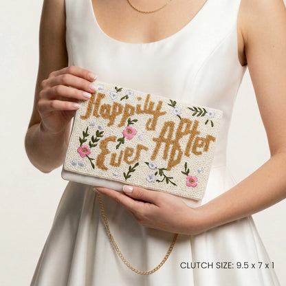 Floral Happily Ever After Clutch | Beaded Canvas Bridal Clutch