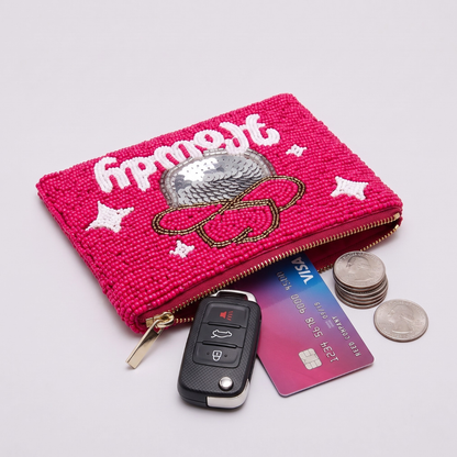 Howdy Cowgirl Hat Beaded Coin Purse