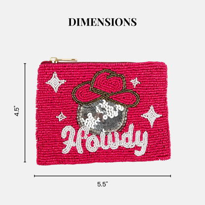 Howdy Cowgirl Hat Beaded Coin Purse