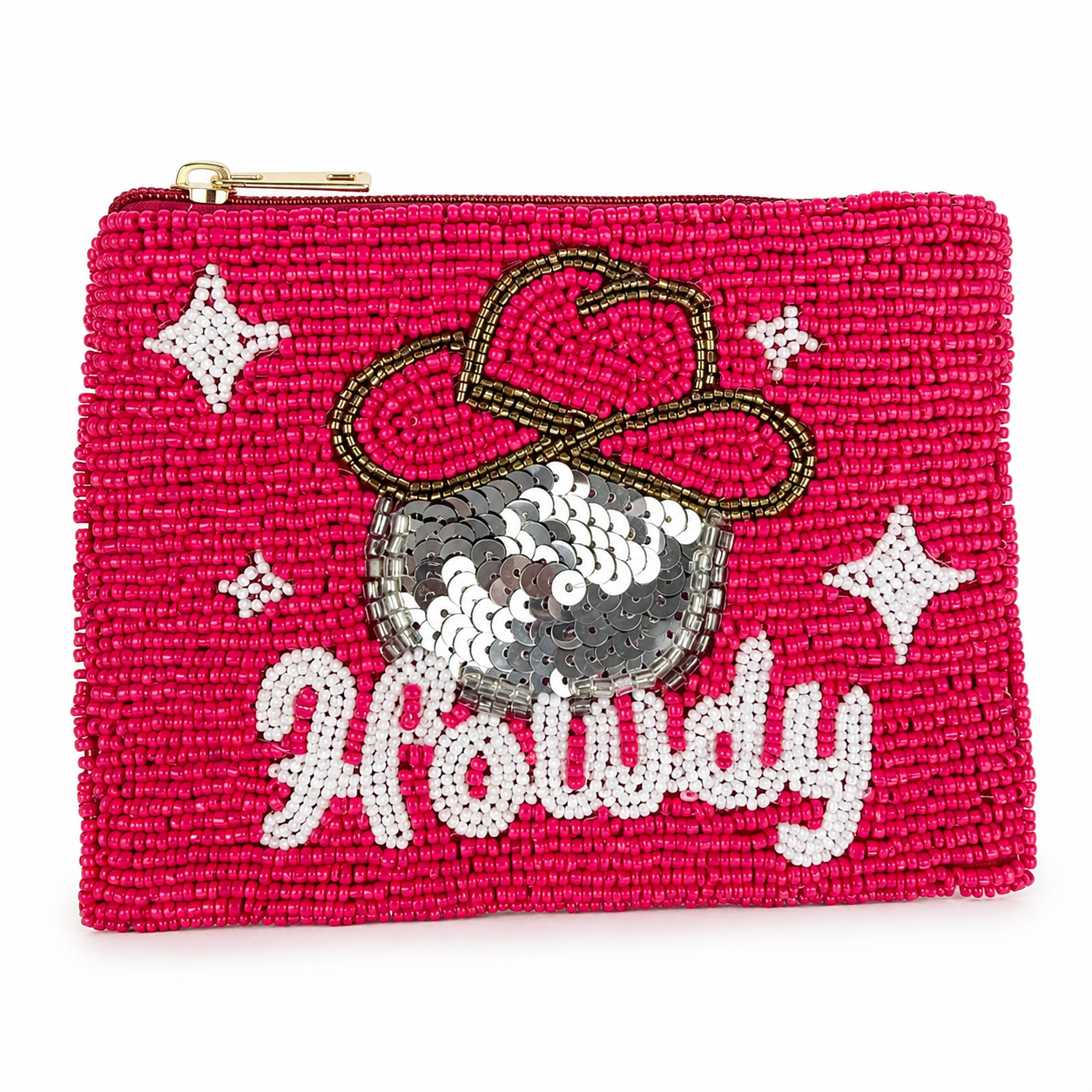 Howdy Cowgirl Hat Beaded Coin Purse
