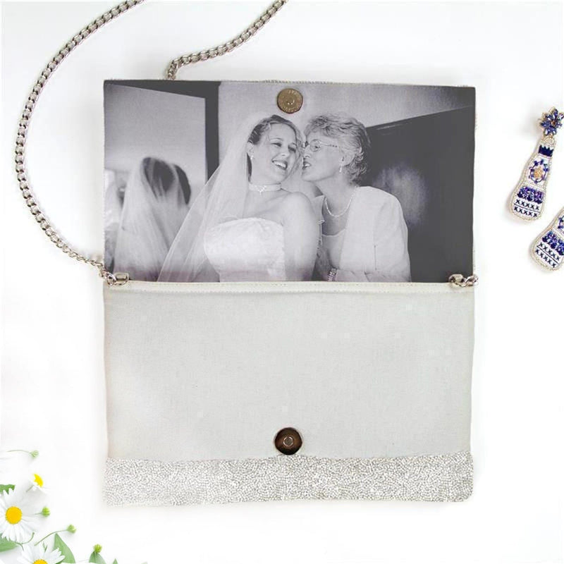 Beaded Canvas Mother of the Bride Custom Clutch - HHFC