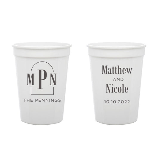 Wedding Monogram Stadium Cups (PK 181)