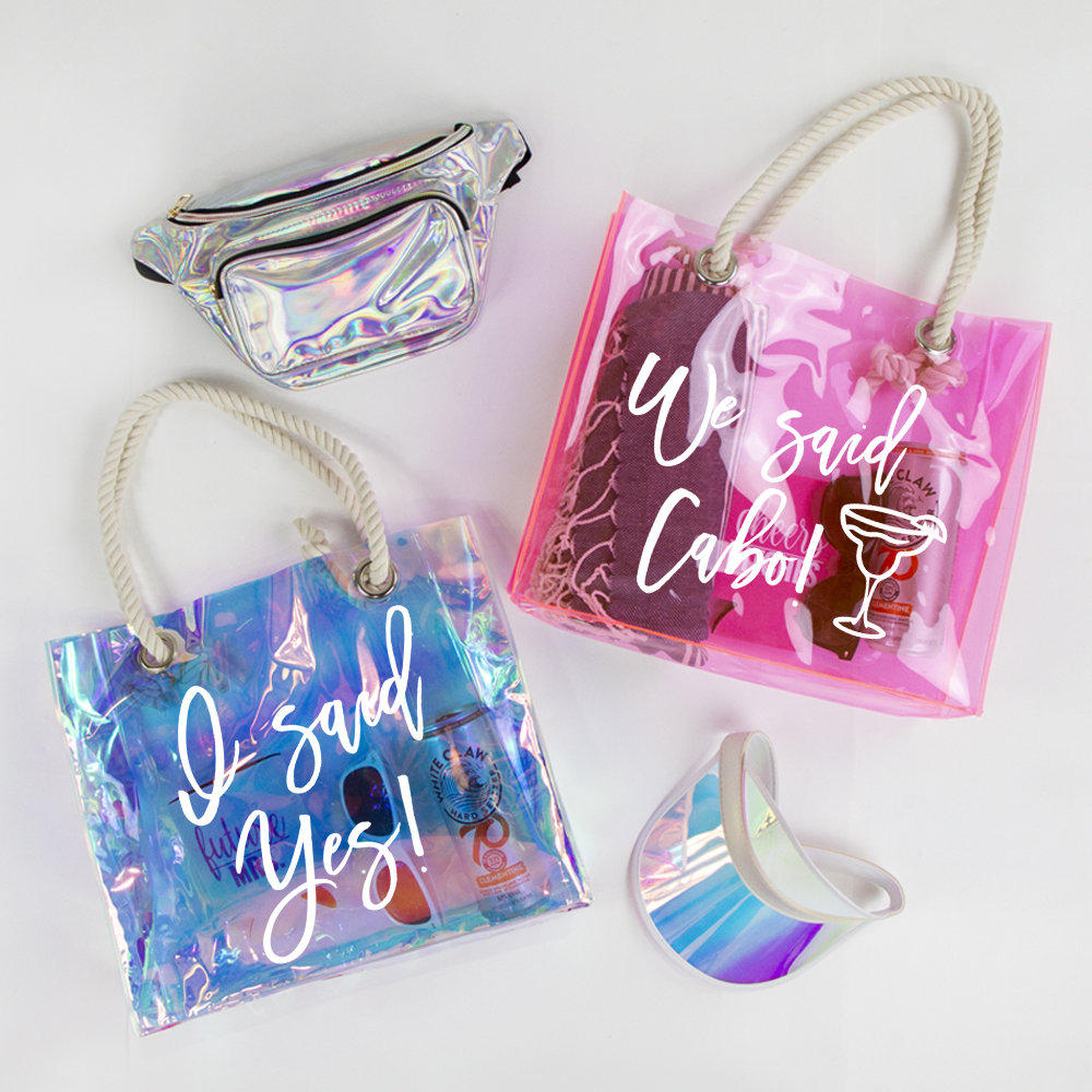 I Said Yes Transparent Tote Bag, We Said Cabo Transparent Bag, Waterproof Tote Bag, Bachelorette Tote Bag, Bridal Shower Waterproof Tote Bag