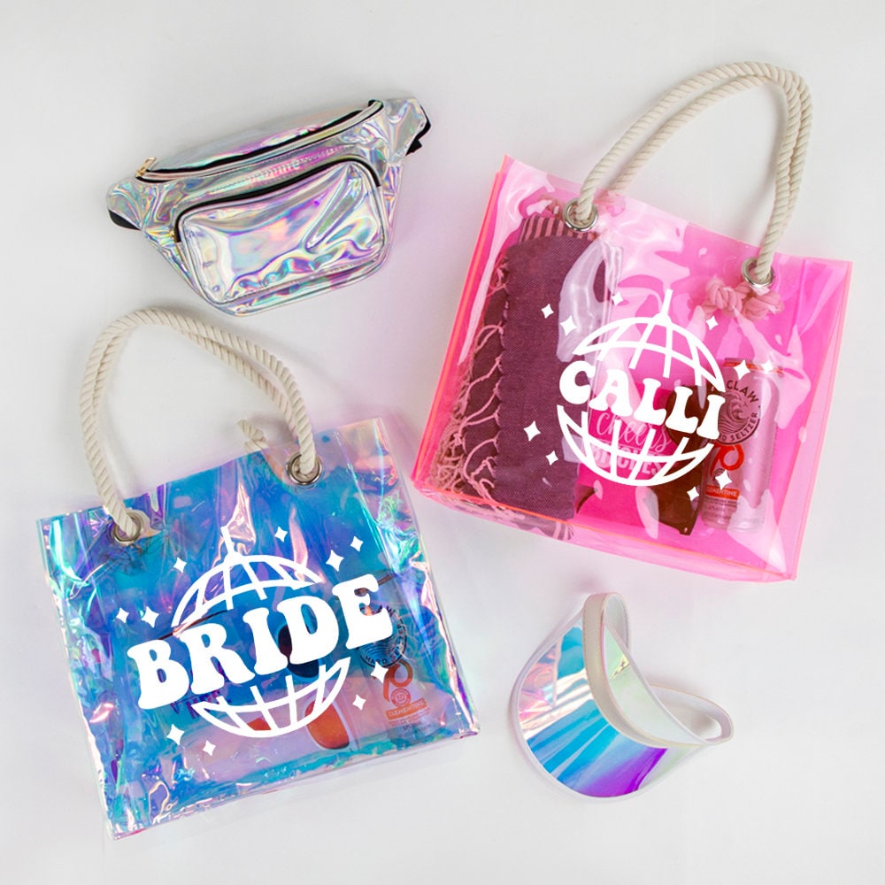 Calli Tote Bag, Bride Tote Bag, Custom Tote Bag, Personalized Bachelorette Party Tote Bag Gifts, Bachelorette Transparent Totes, Bride Totes