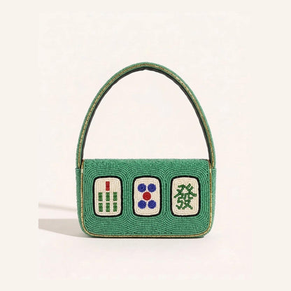 Personalized Mahjong Beaded Shoulder Bag