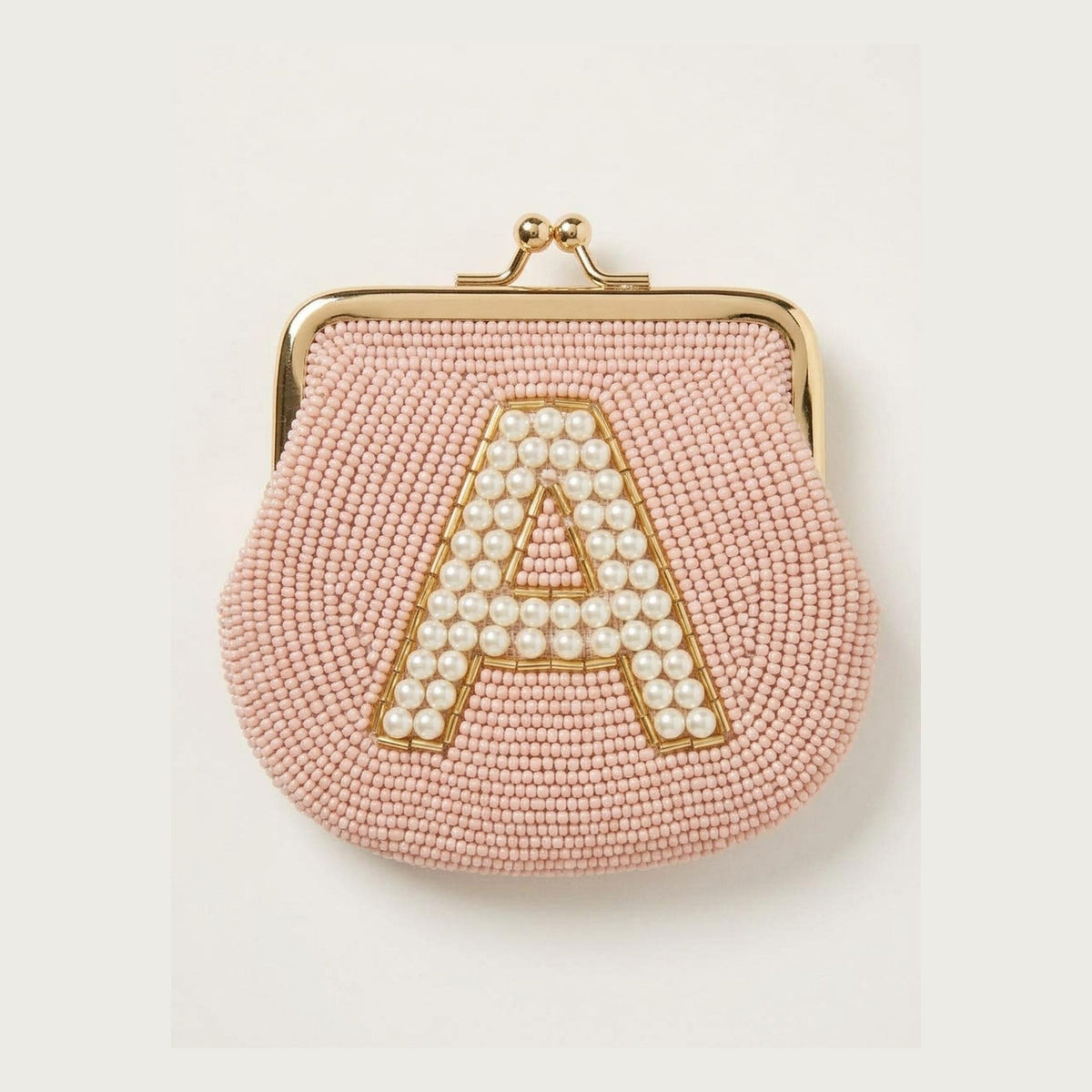 Personalized Beaded Coin Purse with Pearl Initial