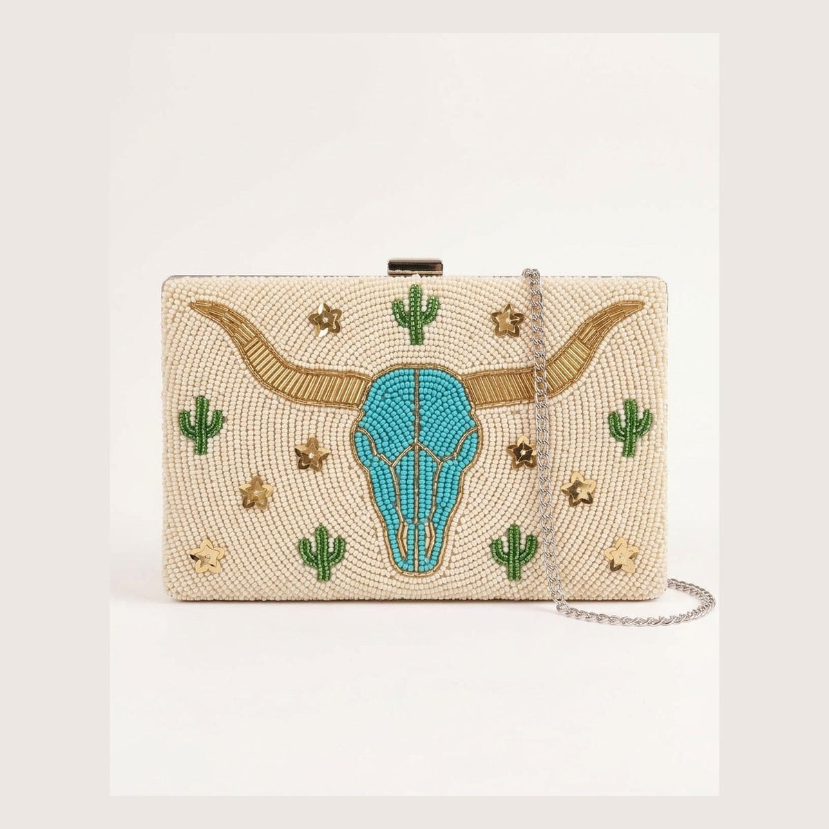 Custom Beaded Longhorn Clutch Purse