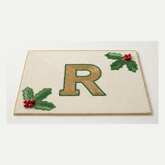 Personalized Beaded Christmas Placemat With Monogram