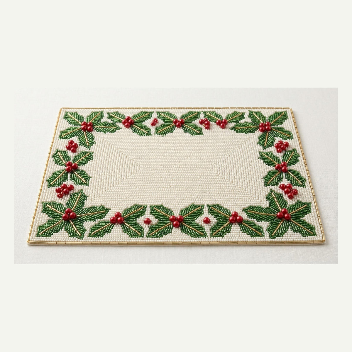 Beaded Christmas Placemat with Monogram