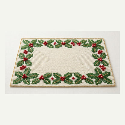 Beaded Christmas Placemat with Monogram