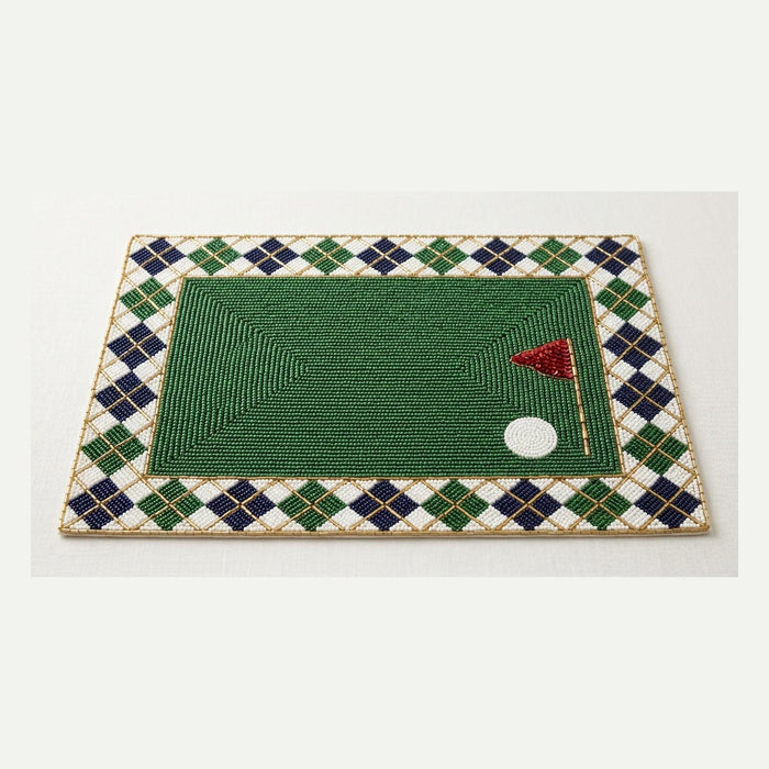 Personalized Golf Beaded Placemat, Fairway Argyle Table Mat 